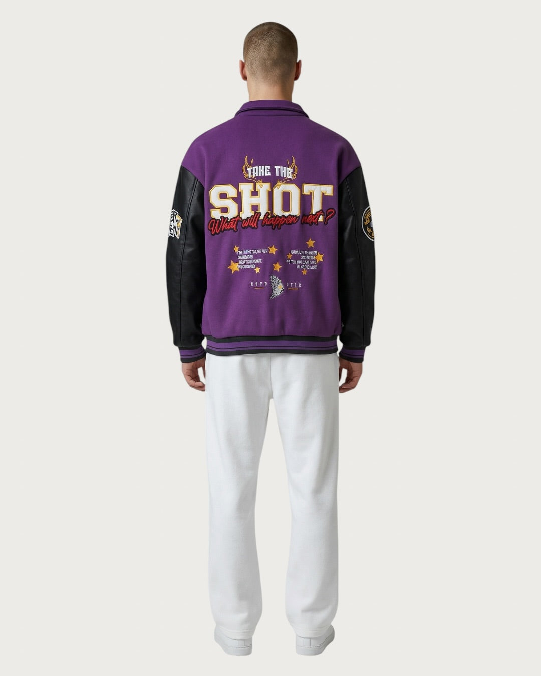 Take The Shot Purple Varsity Jacket