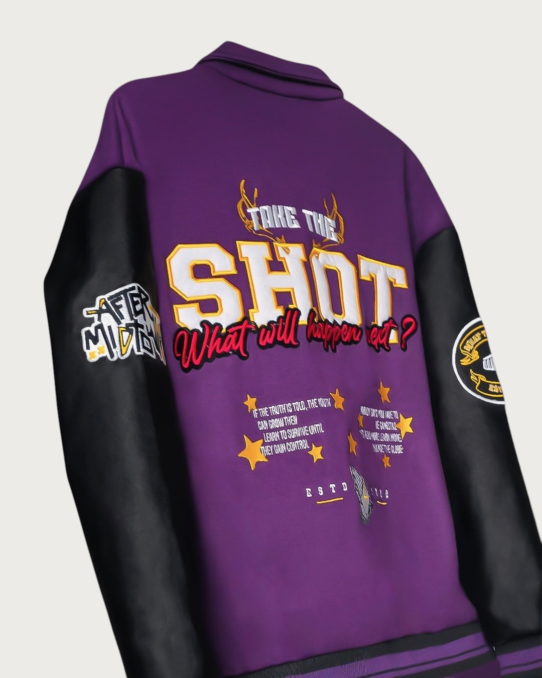 Take The Shot Purple Varsity Jacket