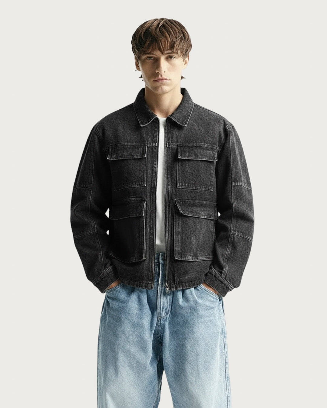 Charcoal Black Denim Jacket - Exclusive