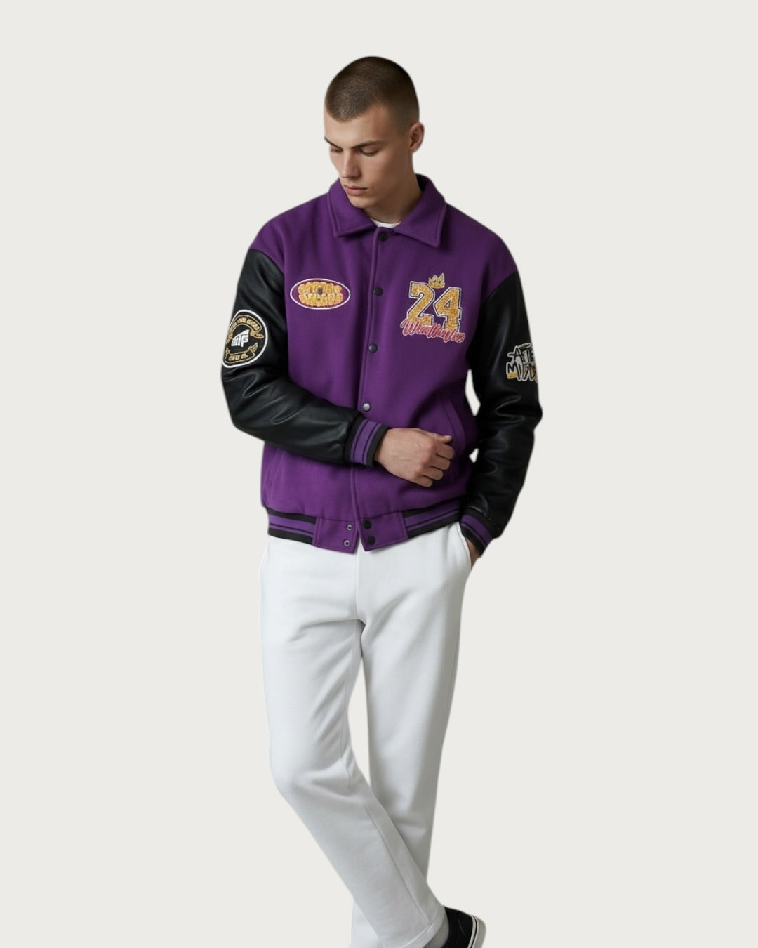Take The Shot Purple Varsity Jacket