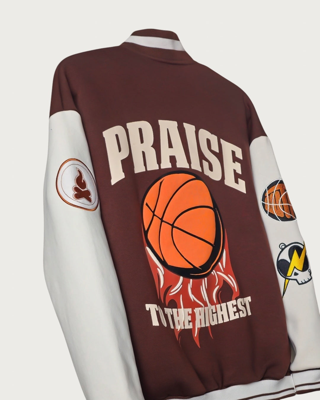 Praise To The Highest Brown Varsity Jacket