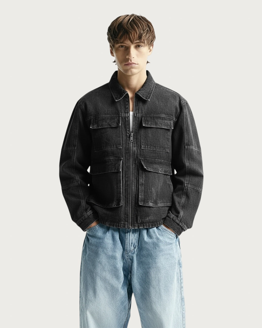 Charcoal Black Denim Jacket - Exclusive
